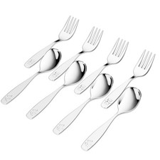 8 Pieces Toddler Utensils, Kids Stainless Steel Silverware Set - 4pcs Forks a...