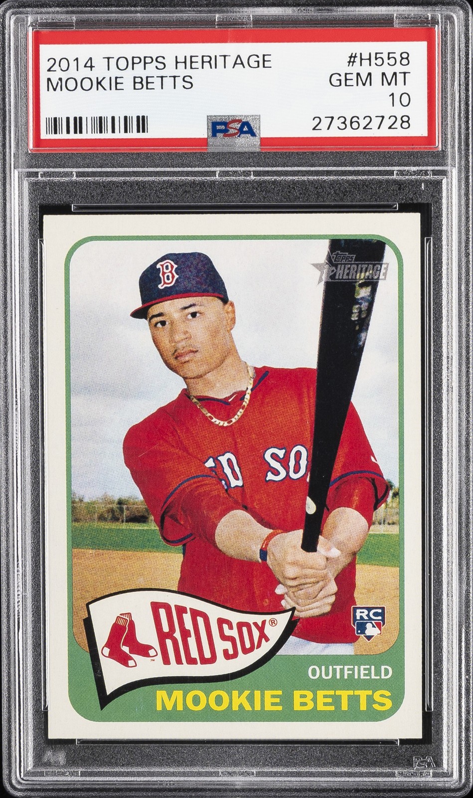 2014 TOPPS HERITAGE #H558 MOOKIE BETTS ROOKIE RC PSA 10