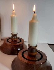 Pair VTG Wood CandleHolders, Primitive,Farm/Country Decor, MadeInVermont