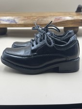 David Robert Lil' Alan Black Faux Leather Tie Dress Shoes Boys 7M Wedding Party