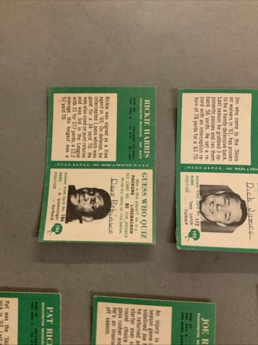 1966 Washington Redskins Philadelphia Football Cards NFL - Picture 8 of 12