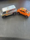 Vintage 1967 Mattel Hot Wheels Redline Custom Volkswagen Orange Vw Bug & 1974Van