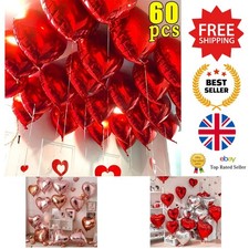 Foil Balloons - 60 Pcs Red Heart Balloons for Wedding Decorations