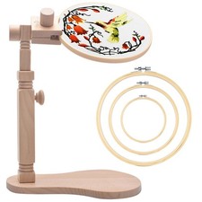 TINDTOP Beech Wood Embroidery Hoop Stand, with 3pcs Embroidery Hoops 3inch ...