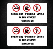 No Smoking Drinking Eating In This Vehicle Taxi Bus Decal Pair 2 Stickers p61