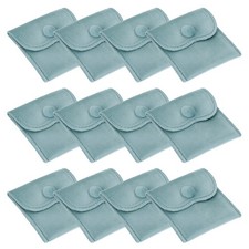 12Pcs, 3x3 Inch Velvet Jewelry Pouches Gift Bags with Snap Button Blue
