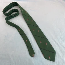 Vintage Robert Talbott For Tweeds & Weeds Christmas Tie Turkey Print Green 3"