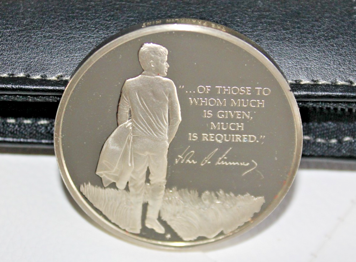 24K 925銀コルト45 フランクリンミント Portrait John F. Kennedy R. Gilroy Franklin Mint Sterling Silver