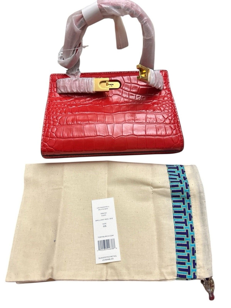 Tory Burch Lee Radziwill Petite Croc Embossed Leather Crossbody