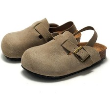 East Bajia Toddler Boys 9-9.5 Brown Suede Clogs Round Closed Toe Slip On Shoes