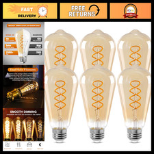 Dimmable Vintage Edison Light Bulbs, ST64 Amber Glass, 4W 40W Equivalent , 300