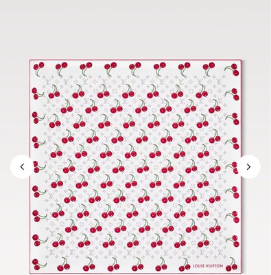 Louis Vuitton Monogram Cherry Silk Scarf 35,4 x 35,4 in White 100% Silk
