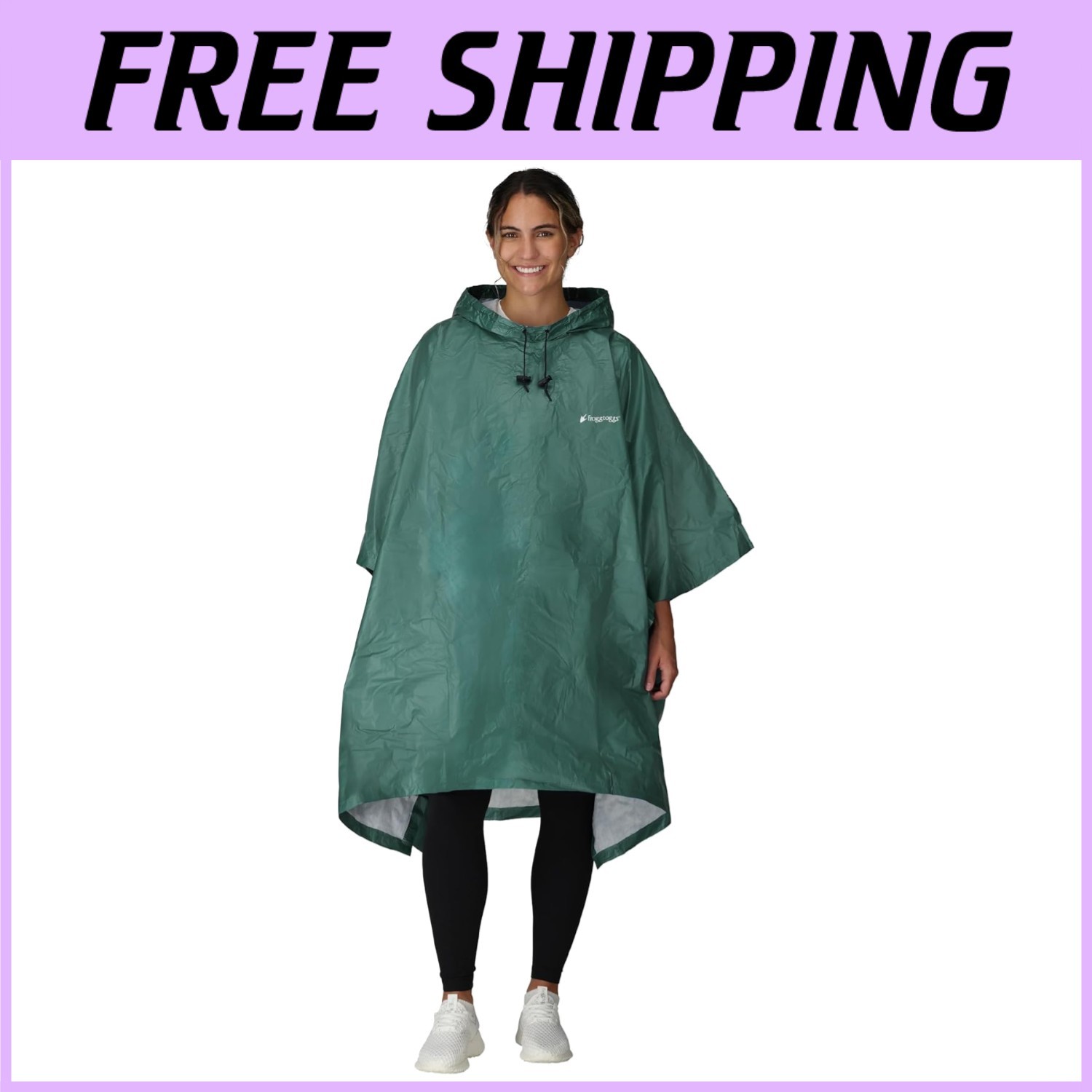 Stylish Dark Green Rain Poncho - Lightweight=