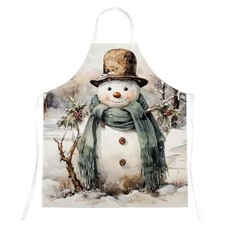 Vintage Rustic Winter Snowman Reindeer Christmas Waterproof Aprons for 4