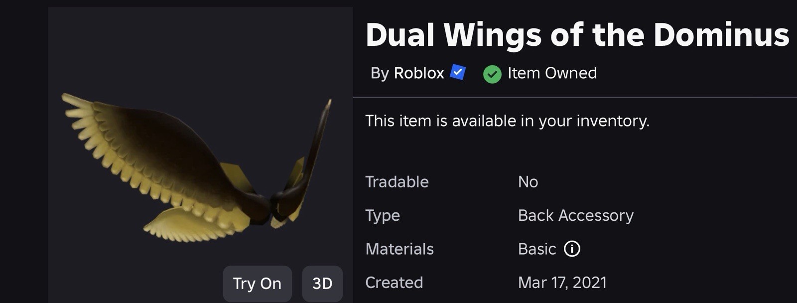 R0BLOX Toy Code - Dual Wings Of The Dominus | eBay