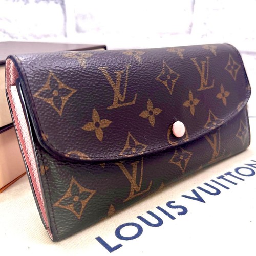 Louis Vuitton Monogram Emily Wallet Rose Barreline Used From Japan