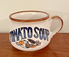 Retro Soup Mug Bowl Tomato Soup Stoneware Blue & White