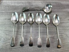 Antique Dinner desert spoons 7 x Nevada electro Silver D&A  initial G