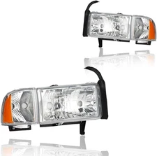 Headlights Assembly, Headlight Replacement Compatible with 1994-2001 Dodge Ram..