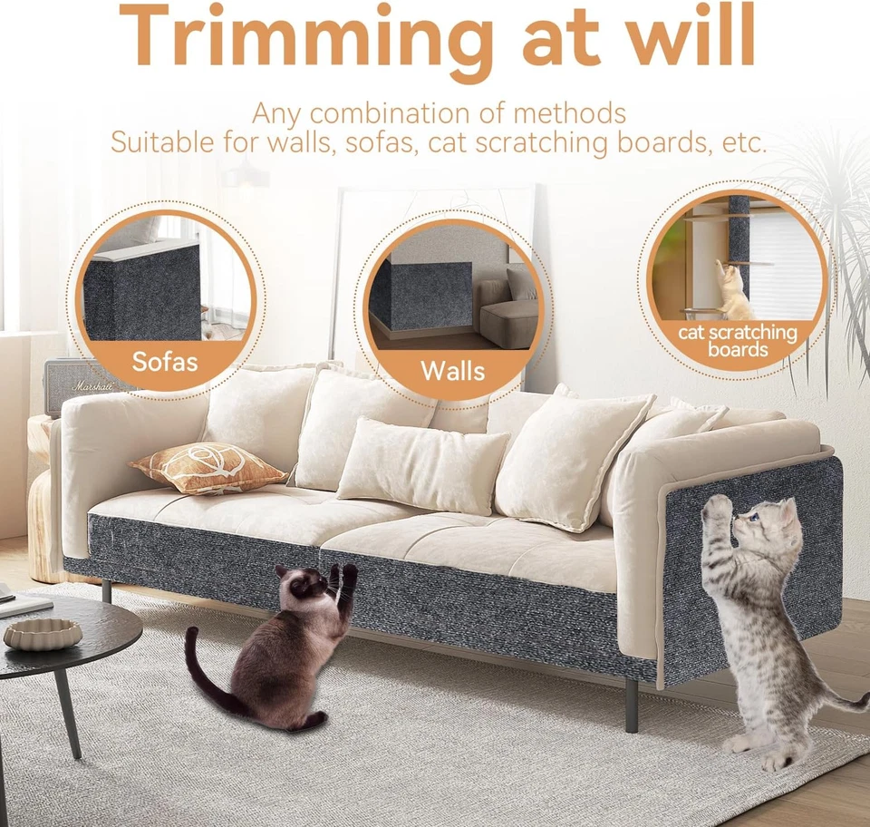 Protezione Divano Graffi Gatto, Tappeto Tiragraffi per Gatti Autoadesivo, Riutil - Immagine 4 di 4