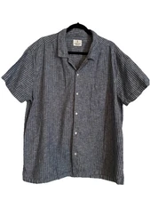 Mutual Weave Men's XXL Short Sleeve Linen Blend Stripe Button Down Shirt
