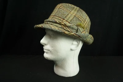 VTG Men’s Stetson Fedora Hat Plaid With Feather 7 1/4 - Image 1 of 4