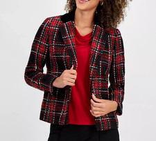 Kasper Women's Plaid Tweed Blazer, Regular  Petite MSRP 149