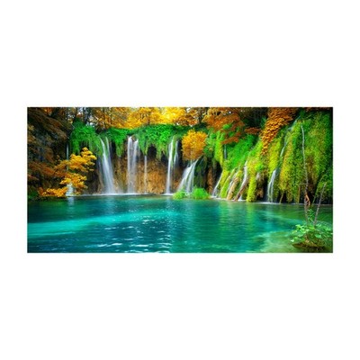 Canvas Wall Art Waterfall Canvas Painting Home Decor Green Tree Lake Poster Art