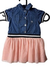 Baby Guess Girls 12M Fit Flare Button Up Dress Chest Pockets Cute Casual Stylish
