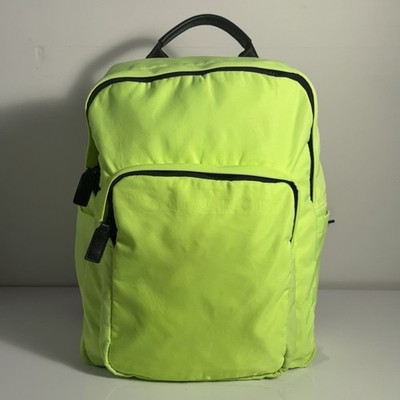 Authentic Dsquared2 Neon Yellow Green Black Nylon Backpack D2 Logo Bag