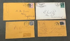 LOT x4 NY COVERS FANCY CANCELS 1860s-70s ! #114 TRAIN +! NEW YORK BANKER AD NYC