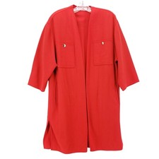 AGNONA ELIZABETH ARDEN THE SALON Red Vintage Open Front Coat M/L 