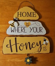 Honey Bee Hive Sign Kitchen Home Decor Country Primitive Wood Plaque New