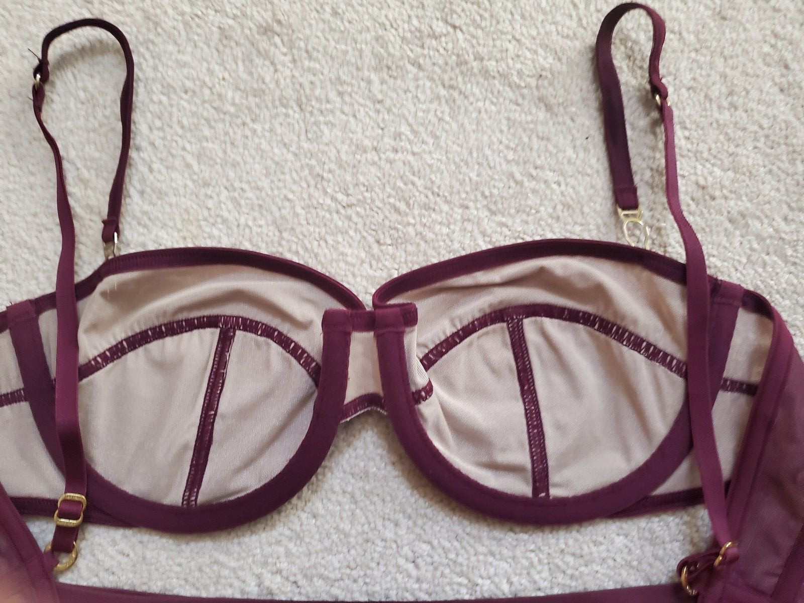 Vintage Victoria Secret Very Sexy Burgandy Balconette Bra/Bikini Set 36B/L RARE image 6