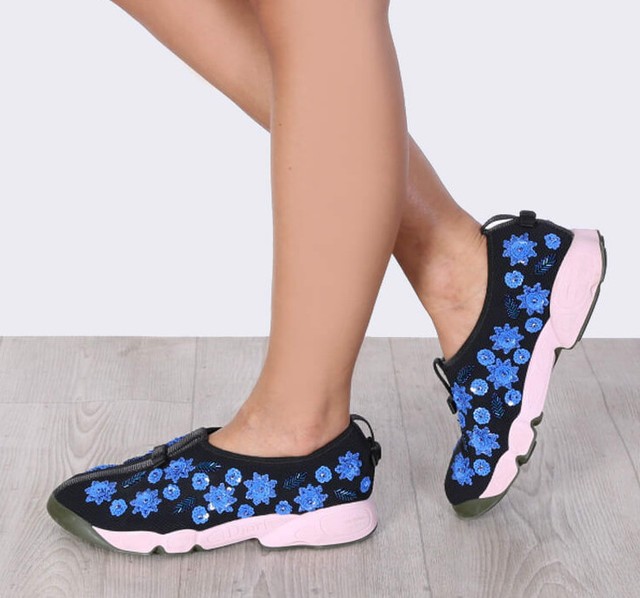 blue sequin sneakers