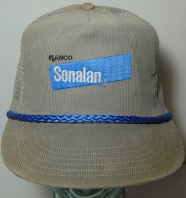 Old Vtg 1980s ELANCO SONALAN CORDUROY FARM SNAPBACK TRUCKER HAT CAP MADE IN USA