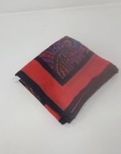 Vintage handkerchief hankie paisley print red blue Italy