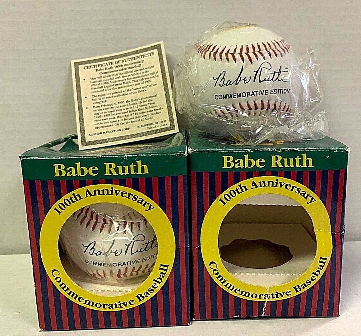 Babe Ruth 100th Anniversary Commemorative Baseball of NIB 2 Lot trust Los Angeles Mall