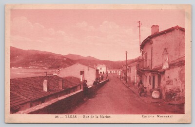 Postcard Tenes Rue de la Marine Passed by Naval Censor