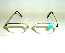 NWT Vintage 90's Rectangle Metal Half Frame Reading Glasses 1.00 S.Gold 