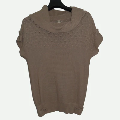 Pull marron a manches courtes. Pull & Bear. Coton. Taille S / 38 - Photo 1/4