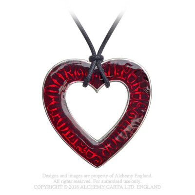 Ciondolo Alchemy Gothic In Herz Rot Emaille P803 LOVE OVER DEATH