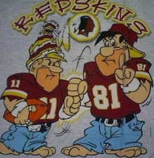 Washington Redskins Flintstones 90s Basic style Ash Grey T shirt HN1748
