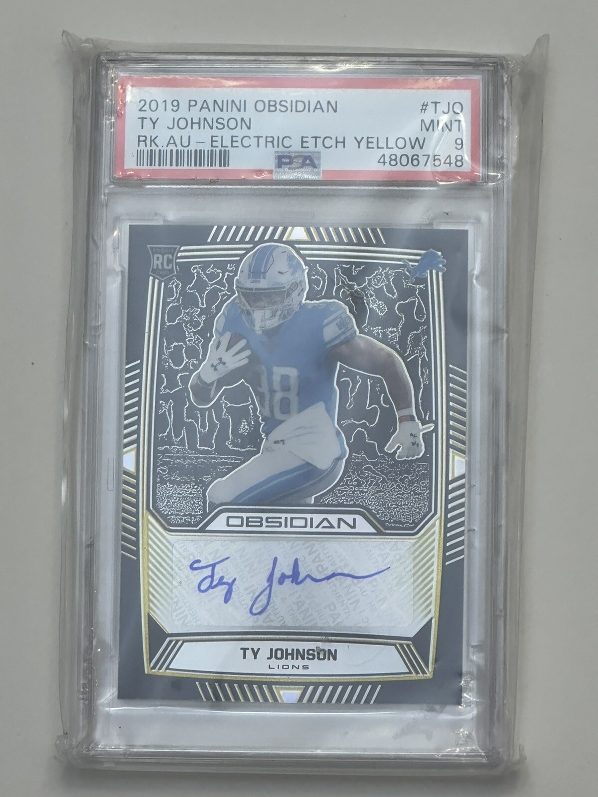 Ty Johnson Panini Obsidian Rookie Autos #TJO Electric Etch Yellow