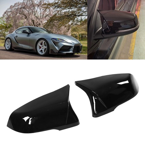 2pcs Side Rearview Mirror Cover Left Right Glossy Black ABS Door Mirrors Cap - Picture 8 of 12