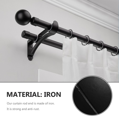 2 Pcs Black Curtain Rod Accessories Office Finials for Rods End Caps Pole - Picture 8 of 12