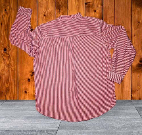 CHAPS Mens Size XL Red White Shirt STRIPED Button Down CREST LOGO Preppy - Picture 3 of 10