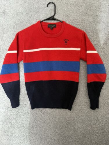 Burberry Sweater Women’s Wool sweater Red Blue White XS Extra Small Crew Neck