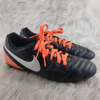 NIKE TIEMPO Black Orange Soccer Cleats Mens Size US 8.5 EUR 42 | eBay