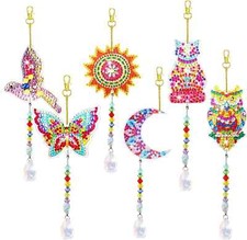 6 Pcs Diamond Painting Suncatcher Wind Chime, Diamond Art Kits Double Sided